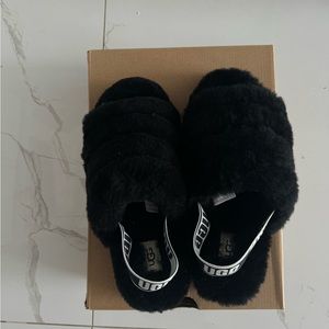 UGG Black Fluffy Slippers Brand new